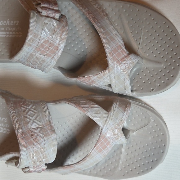 Skechers Foamies Womans Light Beige Patterned Comfort Sandals,sz 8 - Picture 2 of 4
